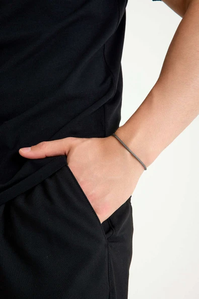 ANDA 925 Ayar Gümüş Oksitli Yuvarlak kalın Tilki Kuyruğu Bileklik 2.7 mm ürün görseli