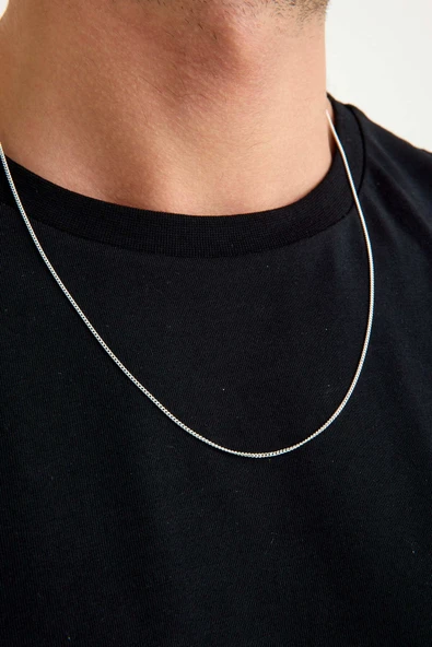 ANDA 925 Ayar Gümüş Unisex Gurmet Zincir Kolye 1.3 mm 60 cm - 2