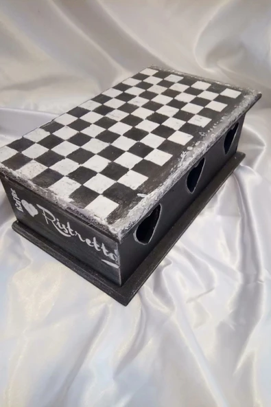 Sevgili Hediye Kutusu Dama Satranç Sevgililer Günü Ahşap El İşi Hand Made Mücevher Kutusu Orta Boy ürün görseli
