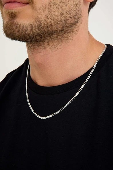 ANDA 925 Ayar Gümüş Unisex Barlı Kolye 3 Mm 60 cm ürün görseli