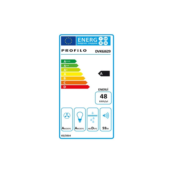 Profilo DVK6J629 Beyaz Cam Duvar Tipi Davlumbaz - 4