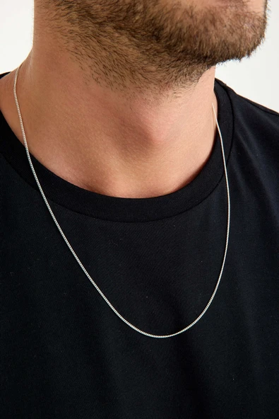 ANDA 925 Ayar Gümüş Unisex Gurmet Zincir Kolye 1.3 mm 60 cm - 1