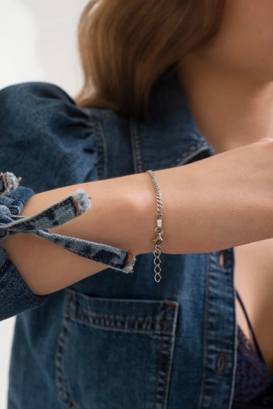 ANDA 925 Ayar Gümüş Bayan Rodyum Kaplamalı Gurmet Bileklik 3.00 Mm - 3