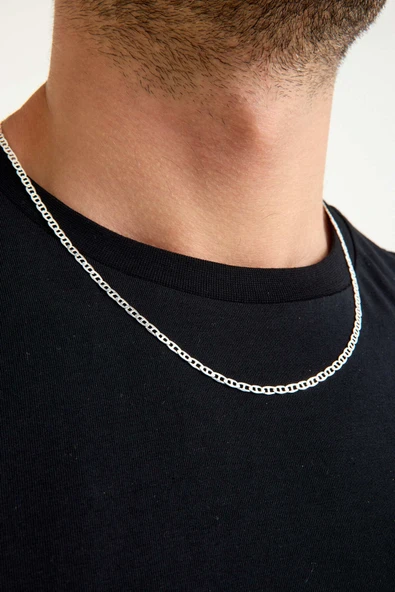 ANDA 925 Ayar Gümüş Unisex Barlı Kolye 3 Mm 60 cm - Resim 5