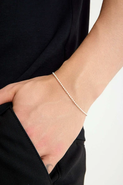 ANDA 925 Ayar gümüş Unisex Top Zincir Bileklik 1.5 mm - 4