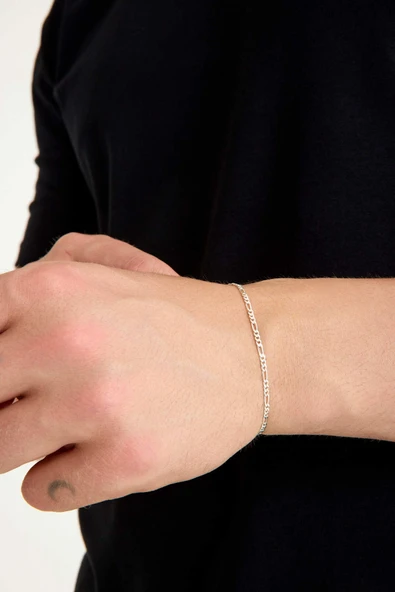 ANDA 925 Ayar Gümüş Unisex Figaro Bİleklik 2 mm - 3