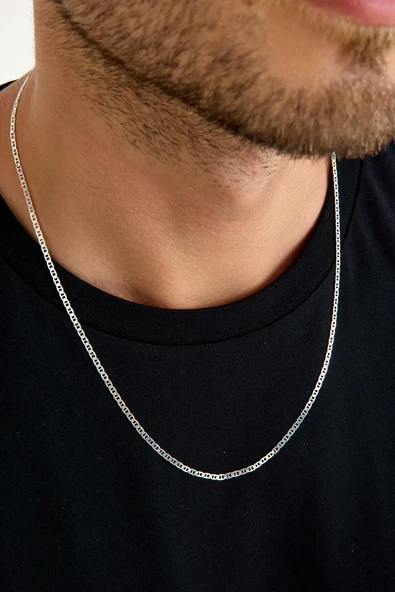 ANDA 925 Ayar Gümüş Unisex Barlı Kolye 2 Mm 60 cm - Resim 3