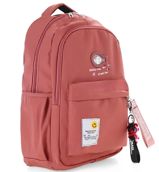 Öğrenci Sırt Okul Çantası Basit Kore Tarzı Kadın Seyahat Çantası YUMUŞAK SU GEÇİRMEZ KUMAŞ KİREMİT - Resim 2