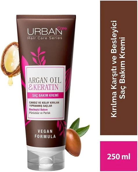 Urban Care Argan Yağı & Keratin Kolay Kırılan Yıpranmış Saçlara Özel Saç Bakım Kremi 250ml - 2