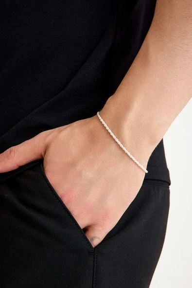 ANDA 925 Ayar Gümüş Unisex Burgu Halat Bileklik 2.5 mm - 1