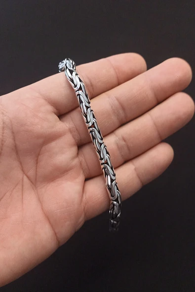 ANDA 925 Ayar Gümüş Kral Bileklik 7 mm 23 cm 47 gram - 5