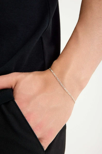 ANDA 925 Ayar Gümüş Unisex Figaro Bİleklik 2 mm