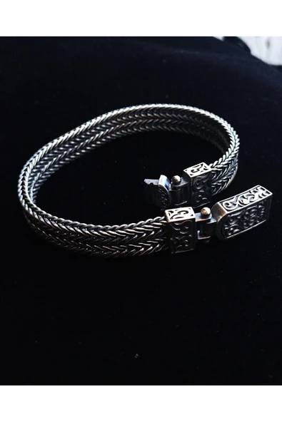 ANDA 925 Ayar Gümüş Otantik El Yapımı Uzak Şehir Bileklik 21 Cm