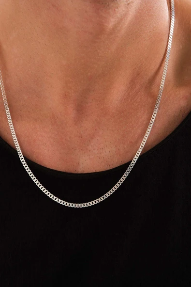 ANDA 925 Ayar Gümüş Unisex Gurmet Zincir Kolye 3mm ürün görseli
