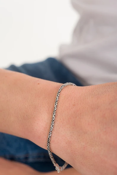 ANDA 925 Ayar Gümüş Oksitli Yuvarlak Kral Bileklik 2.0 Mm ürün görseli