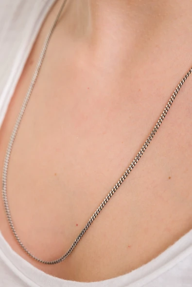 ANDA 925 Ayar Gümüş Unisex Oksitli Gurmet Zincir Kolye 2.2 Mm 60 Cm - 3