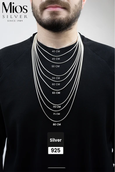 Mios Silver 2.5mm Barlı Zincir 925 Ayar Gümüş Kolye - Resim 4