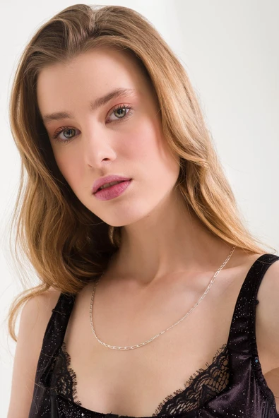 ANDA 925 Ayar Gümüş Unisex Tek Sıra Figaro Kolye 3.9 Mm - Resim 2