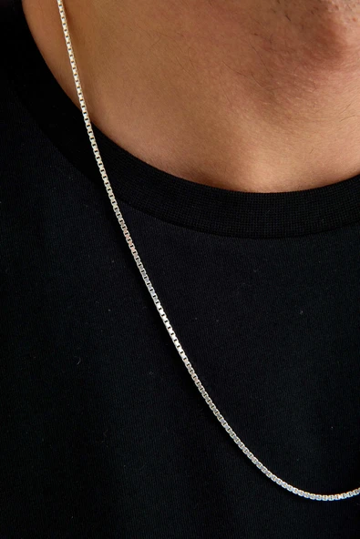 ANDA 925 Ayar Gümüş Unisex Küp Zincir Kolye 1.5 Mm Genişlik - Resim 2