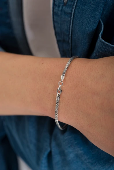 ANDA 925 Ayar Gümüş Oksitli Tilki Kuyruğu Bileklik ürün görseli