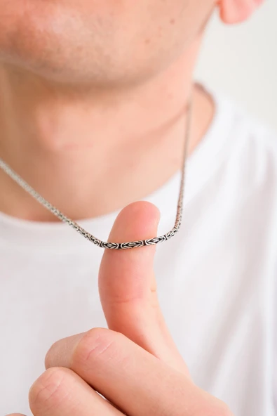 ANDA 925 Ayar Gümüş Oksitli Yuvarlak Kral Kolye 2.0 Mm - 3