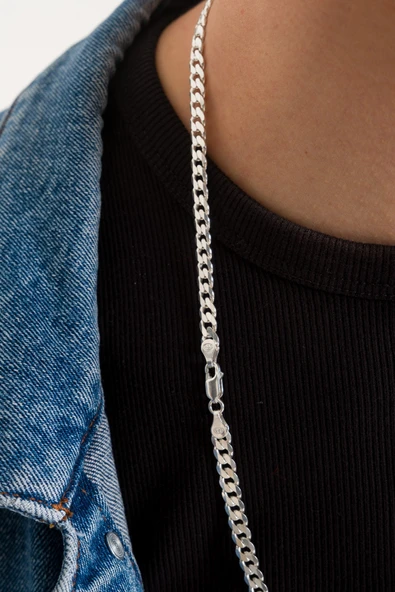 ANDA 925 Ayar Gümüş Unisex Gurmet Zincir-gurmet Kolye 5.7 Mm 65 Cm - Resim 2