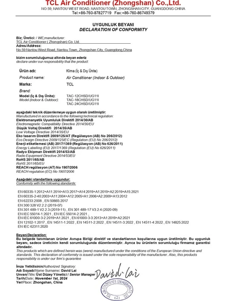 TCL Voxın A+++ TAC-12CHSD/UG11I Inverter 12000 Btu Direkt Sesli Komutlu Yapay Zeka Destekli Duvar Tipi Klima - 1