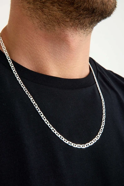 ANDA 925 Ayar Gümüş Unisex Barlı Kolye 4 Mm 60 cm - 4