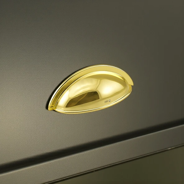 Çanak Kulp 64 mm Gold Altın Renk Metal Mobilya Çekmece Dolap Kapak Kulpu Modern Mutfak Kulpları - Resim 6