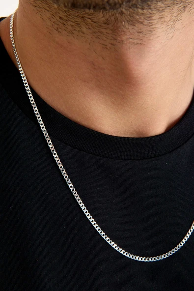 ANDA 925 Ayar Gümüş Unisex Gurmet Zincir Kolye 3 mm 60 cm - 4