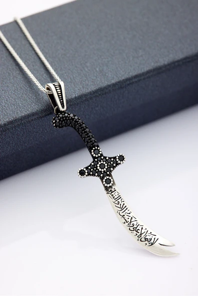 ANDA 925 Ayar Gümüş Zirkon Taşlı Zülfikar Kolye ürün görseli