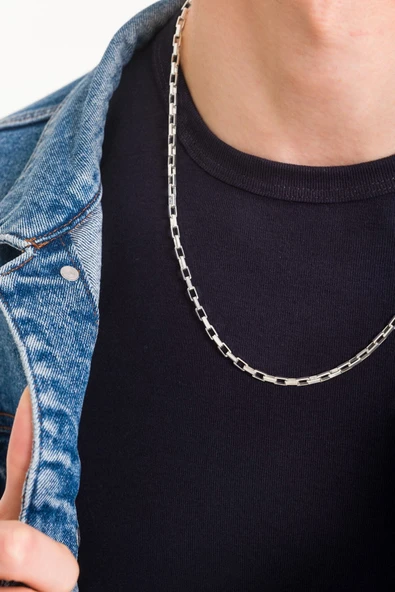 ANDA 925 Ayar Gümüş Orijinal Italyan Küp Zincir Kolye 3.6 Mm 60 Cm - 4