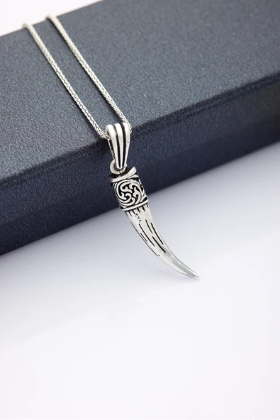 ANDA 925 Ayar Gümüş Unisex Motifli Fil Dişi Kolye ürün görseli