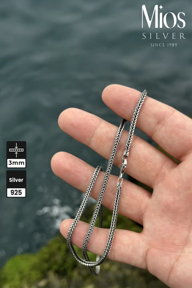 Mios Silver 3mm Tilki Kuyruğu Zincir 925 Ayar Gümüş Kolye - 2