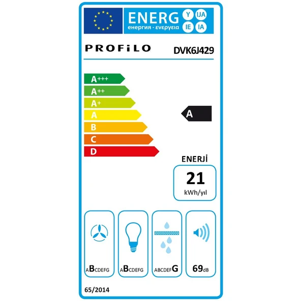 Profilo DVK6J429 Beyaz Cam Duvar Tipi Davlumbaz - Resim 6