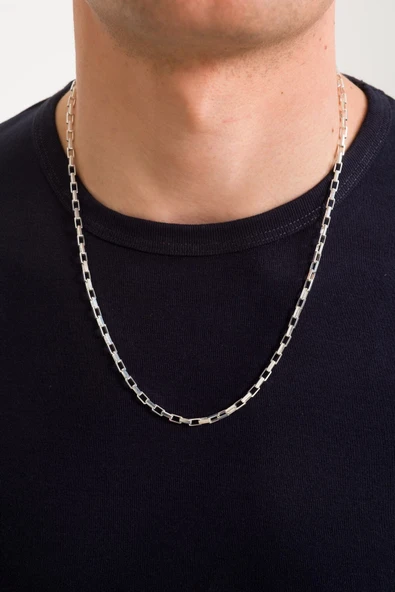 ANDA 925 Ayar Gümüş Orijinal Italyan Küp Zincir Kolye 3.6 Mm 60 Cm - 3