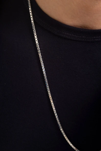 ANDA 925 Ayar Gümüş Unisex Küp Zincir Kolye 2.5 Mm - Resim 3