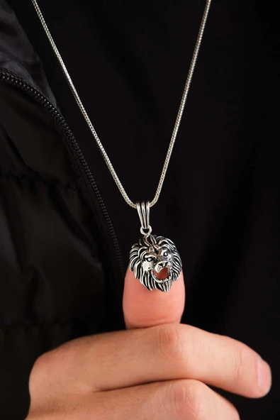 ANDA 925 Ayar Gümüş Aslan Kolye ürün görseli