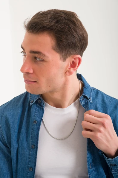 ANDA 925 Ayar Gümüş Oksitli Tilki Kuyruğu Zincir Tilki Kuyruğu Kolye - Resim 3