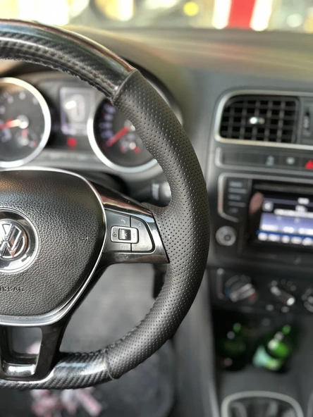 Volkswagen Golf 7 F1 Araca Uyumlu Direksiyon Kılıfı (5D Kristal Karbon Soft Nokta) - Resim 4
