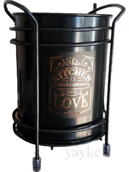 Yayke New Tezgah Üstü Metal Standlı Kaşıklık Paslanmaz Metal Kaşıklık Siyah Renk ürün görseli 1