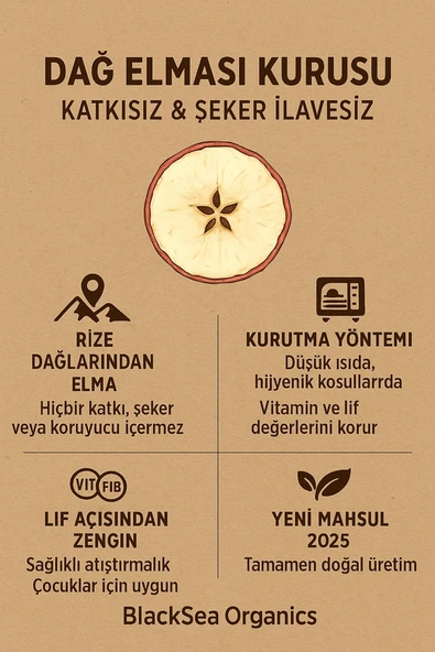 BlackSea Organics  Doğal Atıştırmalık  Dağ Elması Kurusu, Katkısız & Şeker İlavesiz 2025 Yeni Mahsül (100 g) - 4