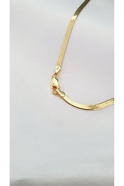 esisjewel 925 Ayar Gümüş Italyan Yassı Zincir Kolye 45 Cm - Resim 7