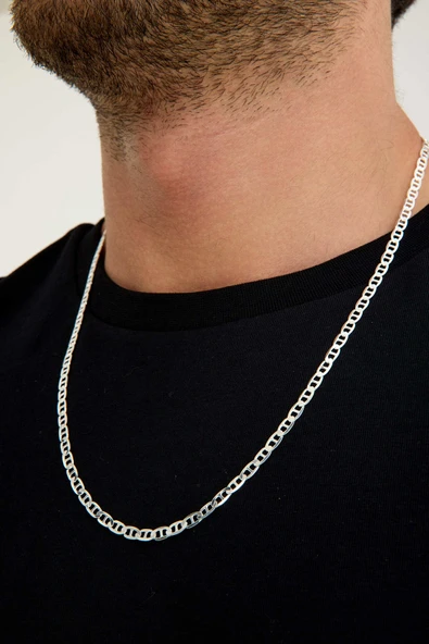 ANDA 925 Ayar Gümüş Unisex Barlı Kolye 4 Mm 60 cm - 5