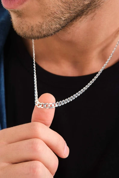 ANDA 925 Ayar Gümüş Italyan Gurmet Zincir 6 Mm Gurmet Kolye - 2