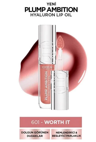 Loreal Paris Plump Ambition Hyaluron Lip Oil Besleyici Ve Nemlendirici Dudak Parlatıcı 601 Worth It
