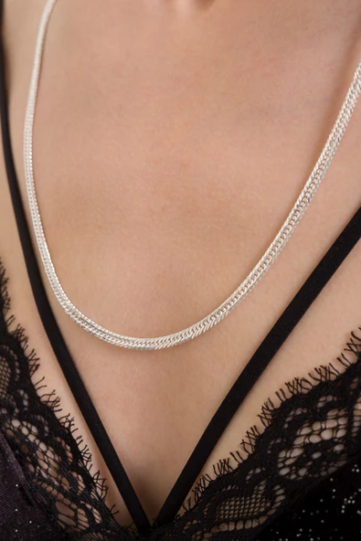 ANDA 925 Ayar Gümüş Unisex Japon Gurmet Kolye- Sık Gurmet Kolye 7.8 Mm 60 Cm