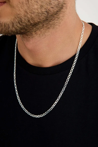 ANDA 925 Ayar Gümüş Unisex Barlı Kolye 4 Mm 60 cm - 6