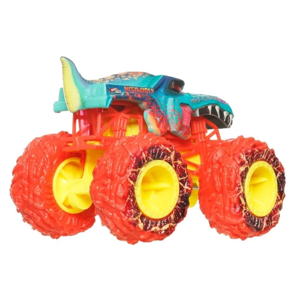 Hot Wheels Monster Trucks 1:64 Arabalar SHARKS vs DINOS MEGA WREX FYJ44-JCD87 - Resim 5
