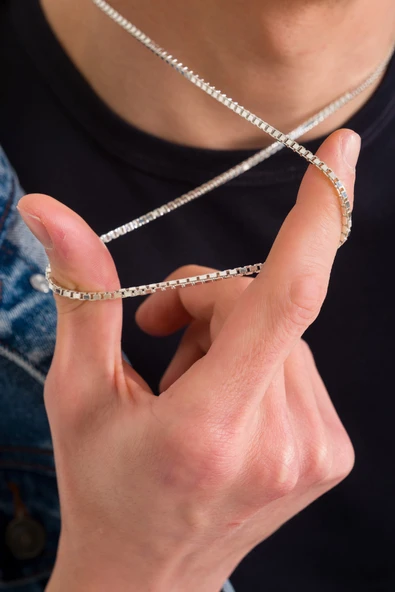 ANDA 925 Ayar Gümüş Unisex Küp Zincir Kolye 2.5 Mm ürün görseli